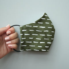*NEW* Adult & Kids Face Mask - Olive Green 'Stripe' Design